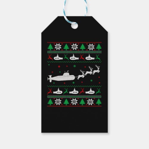 Navy Submarine Submariner Ugly Christmas Sweater Gift Tags