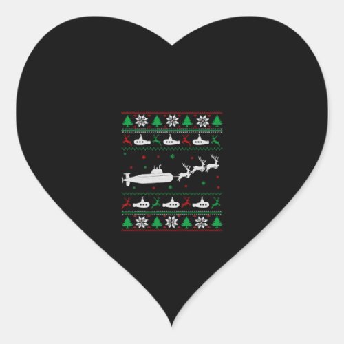 Navy Submarine Submariner Ugly Christmas Sweater Heart Sticker