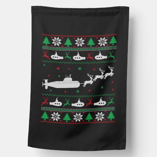 Navy Submarine Submariner Ugly Christmas Sweater House Flag (Front)