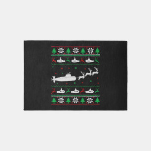 Navy Submarine Submariner Ugly Christmas Sweater Rug