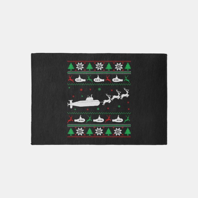 Navy Submarine Submariner Ugly Christmas Sweater Rug (Front)