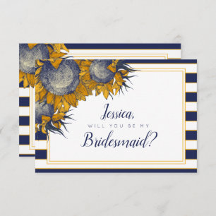 Navy Sunflower Bridesmaid Card
