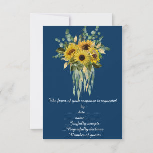 Navy Sunflower Eucalyptus response card
