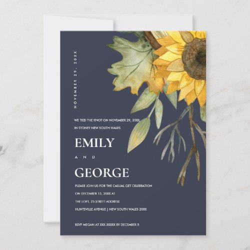 NAVY SUNFLOWER FLORAL WE TIED THE KNOT CARD