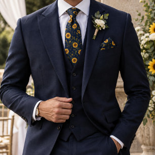 Navy Sunflower Neck Tie