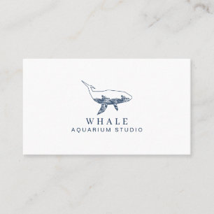 Navy Surf Aquarium Whale Business Card