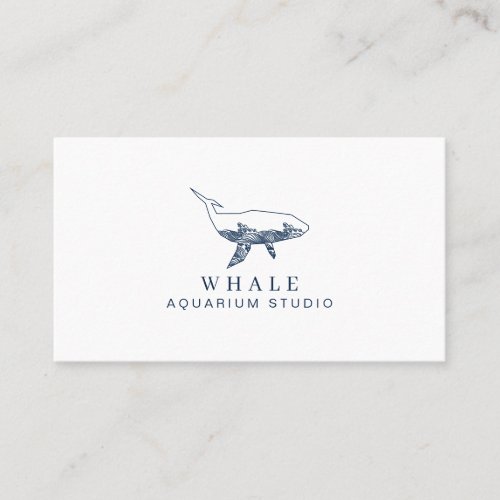 Navy Surf Aquarium Whale Business Card