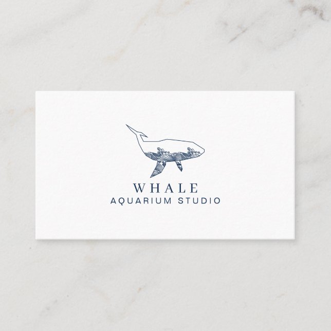 Navy Surf Aquarium Whale Business Card (Front)