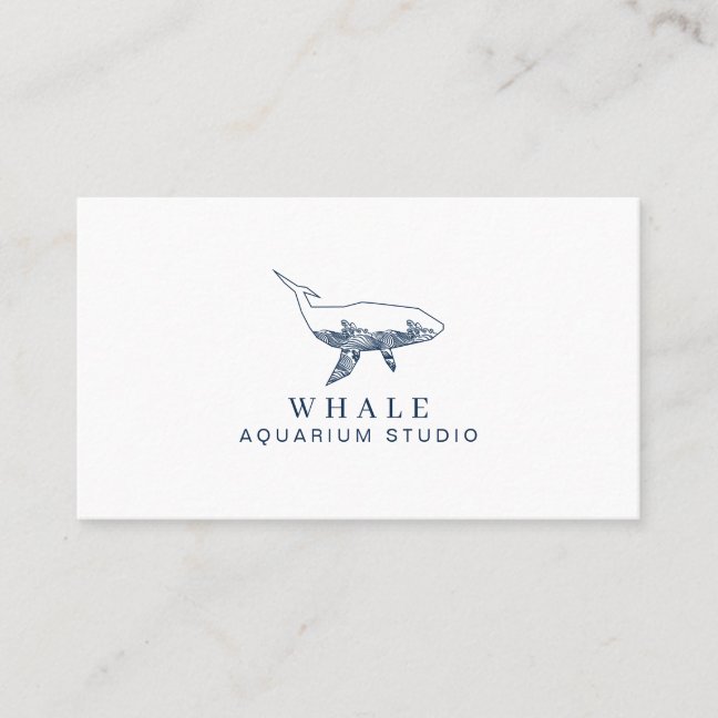 Navy Surf Aquarium Whale Business Card
