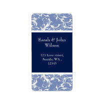 navy swirls ,return address label