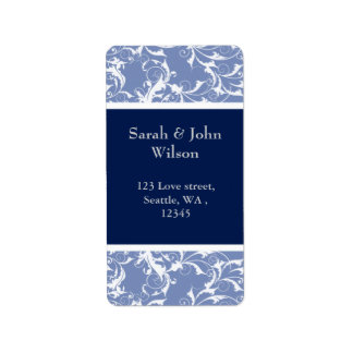navy swirls ,return address label