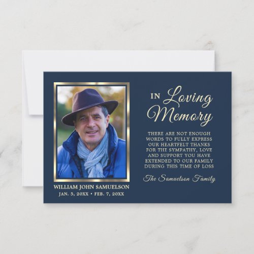 NAVY Sympathy Funeral Memory THANK YOU Photo