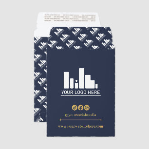 Navy & Tan Big Logo Your Social Media Website Envelope Mailers