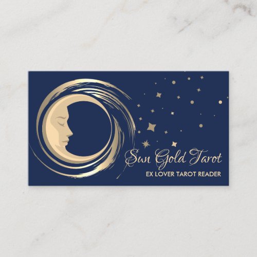 Navy Tarot Reader Stars Moon Sun Celestial Business Card