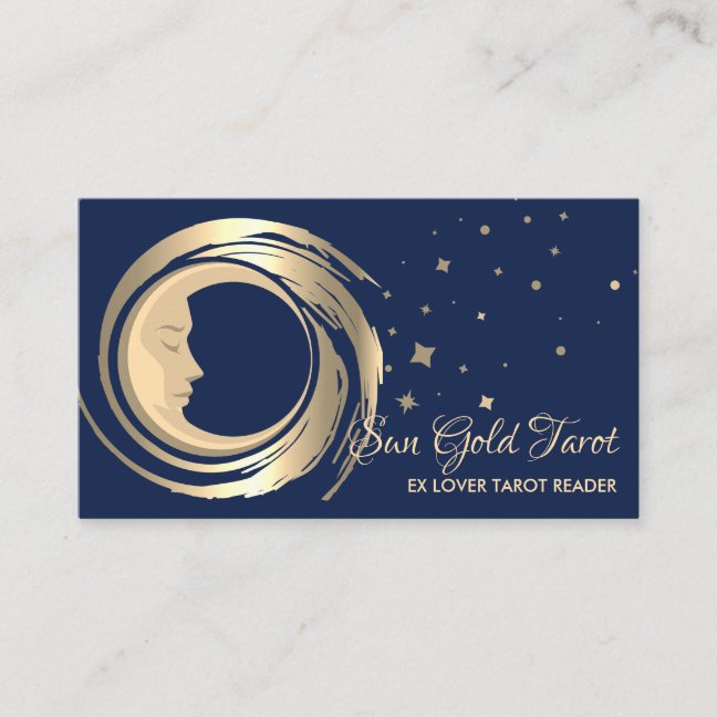 Navy Tarot Reader Stars Moon Sun Celestial Business Card