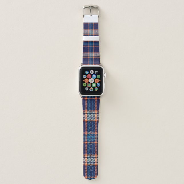 Navy tartan plaid pattern apple watch band (Front)