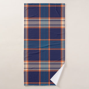 Navy tartan plaid pattern bath towel
