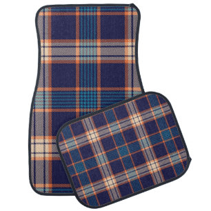 Navy tartan plaid pattern car floor mat
