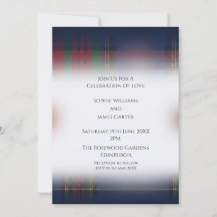 Navy Tartan Wedding Invitation