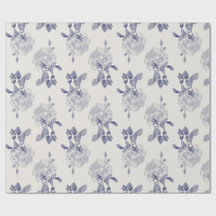 Navy & Taupe Watercolor Rose Wrapping Paper