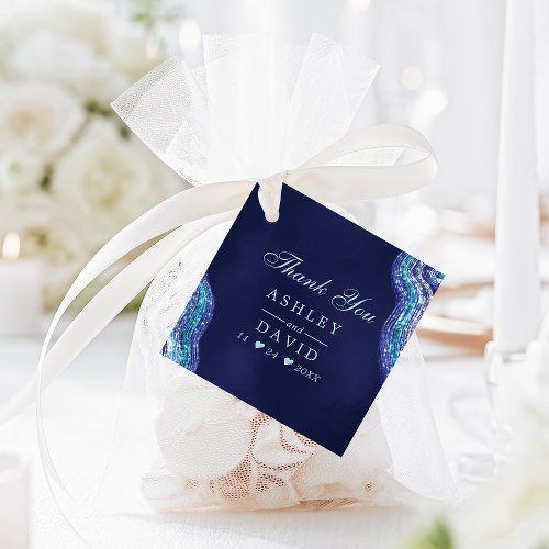 Wedding Favor Tags 8 Navy Teal Agate Geode Wedding Thank You Favor Tags