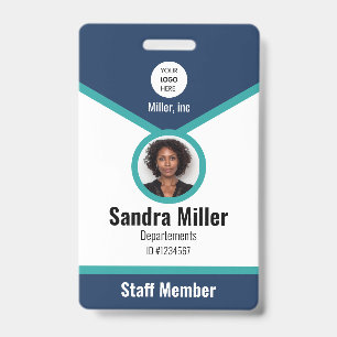 Navy & teal Custom Employee Photo ID Badge