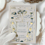 Navy Teal Gold Menu Card Vintage Art Nouveau Foil<br><div class="desc">Menu Card in Art Nouveau style for your vintage-themed wedding in a floral, romantic, and whimsical design. Classic flourishes complement classic art deco fonts. Please enter your custom information, and you're done. If you wish to change the design further, click the blue "Customize It" button. Thank you so much for...</div>