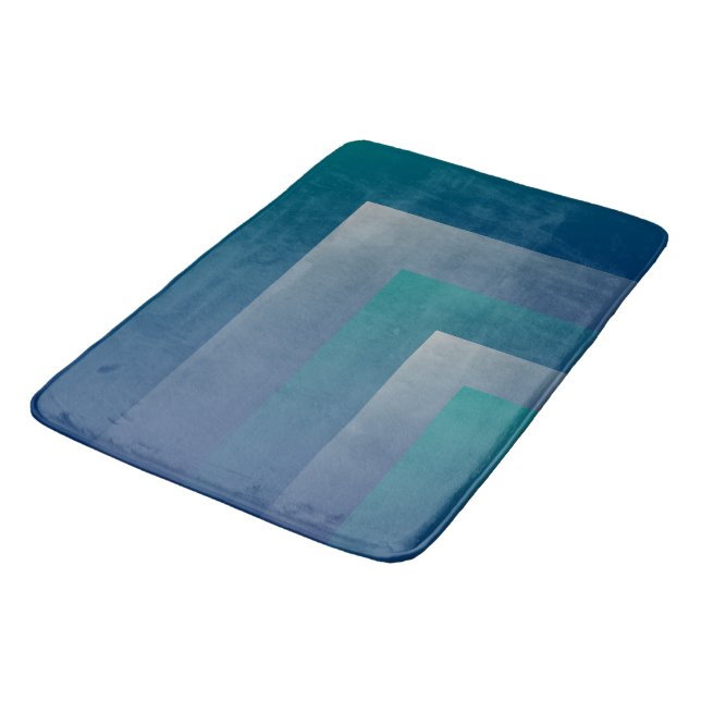 Navy teal gray bath mat (Angled)