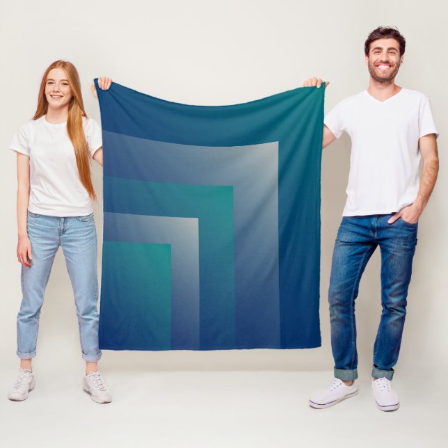 Navy teal gray fleece blanket (In Situ)