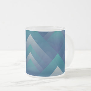 Navy teal gray frosted glass coffee mug