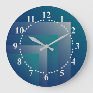 Navy teal gray large clock