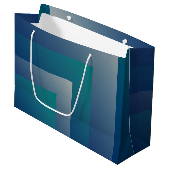 Navy teal gray large gift bag (Front Angled)