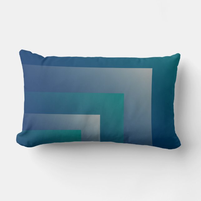 Navy teal gray lumbar pillow (Front)