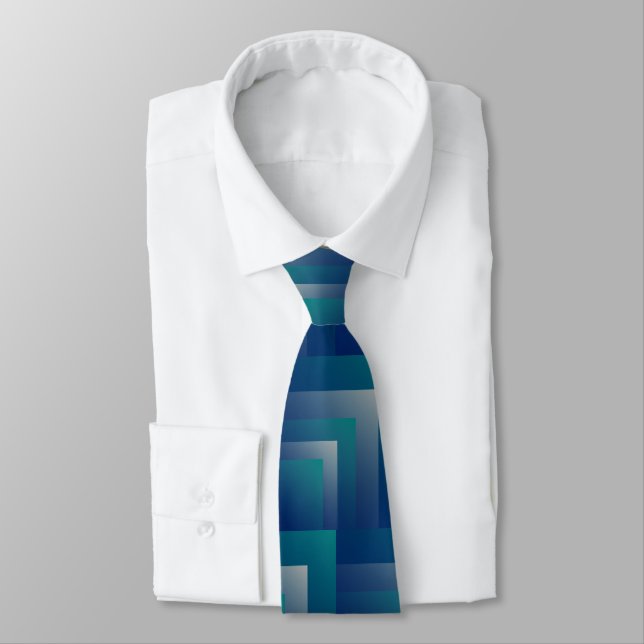 Navy teal gray neck tie (Tied)