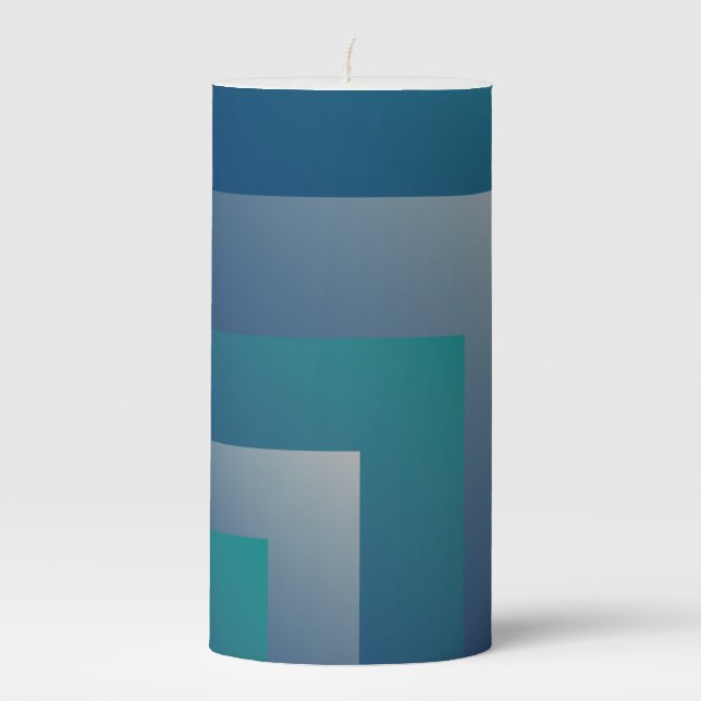 Navy teal gray pillar candle (Front)
