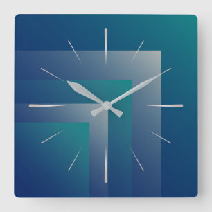 Navy teal gray square wall clock