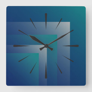Navy teal gray square wall clock