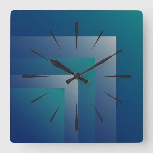 Navy teal gray square wall clock (Front)