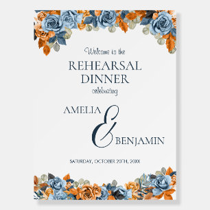 Navy Terracota Welcome Wedding Rehearsal Dinner Foam Board