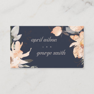 NAVY TERRACOTTA BROWN WATERCOLOR FLORAL WEDDING PLACE CARD