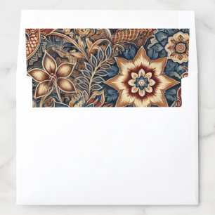 Navy Terracotta Indonesia Batik Floral Boho Rustic Envelope Liner