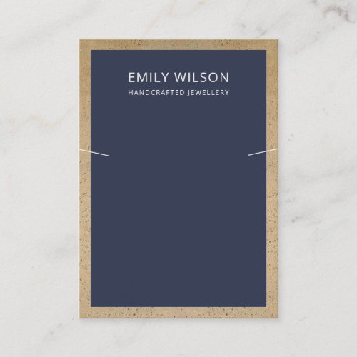 NAVY TERRACOTTA TEXTURE BORDER NECKLACE DISPLAY BUSINESS CARD
