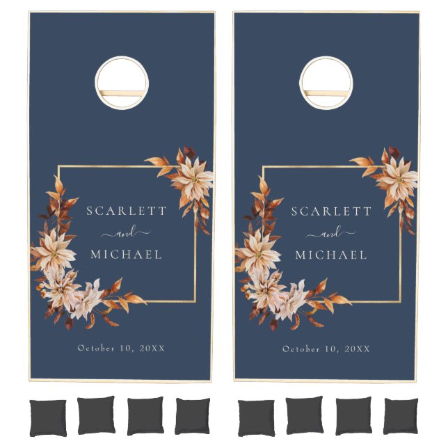 Navy Terracotta Wedding Cornhole Set (Set)