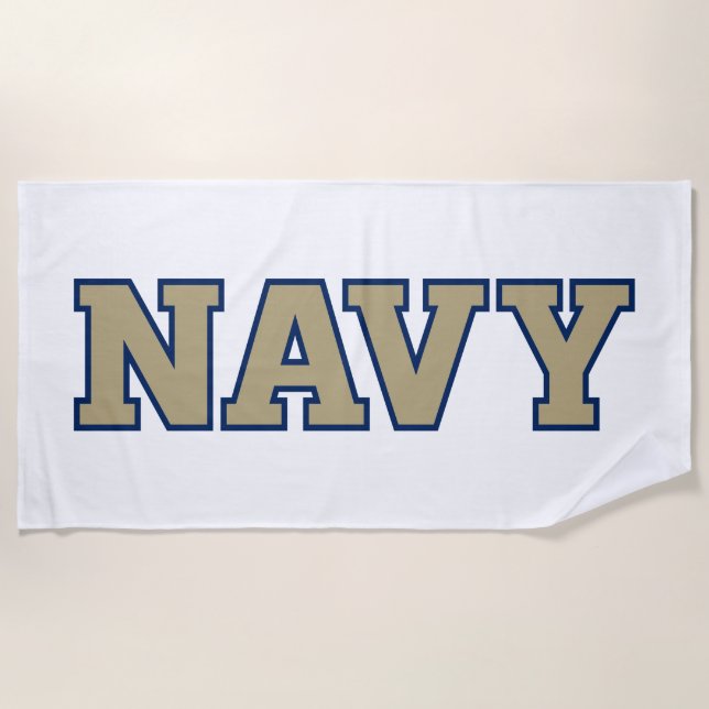 NAVY Text Logo Beach Towel (Front)