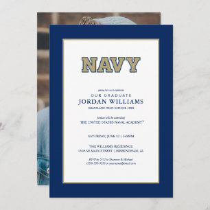 NAVY Text Logo Graduation Announcement