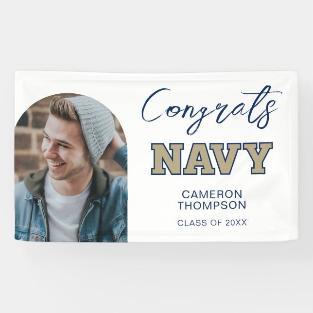 NAVY Text Logo | Graduation Banner (Horizontal)