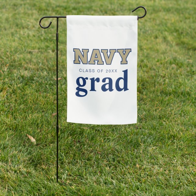 NAVY Text Logo | Graduation Garden Flag (In SItu)