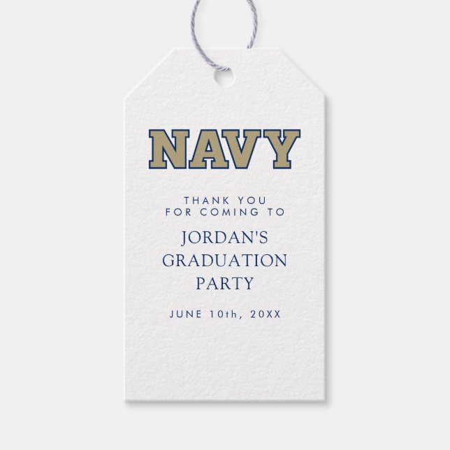 NAVY Text Logo | Graduation Gift Tags (Front)