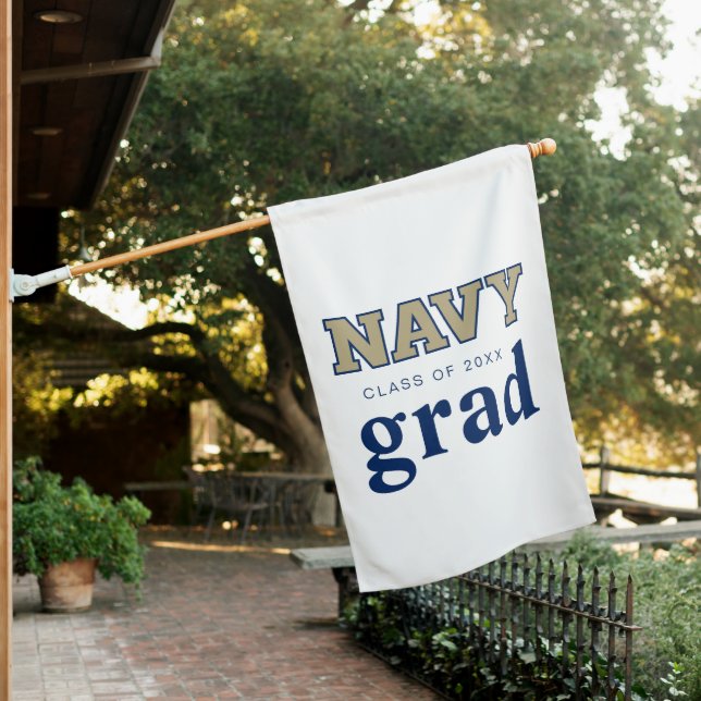 NAVY Text Logo | Graduation House Flag (In SItu)