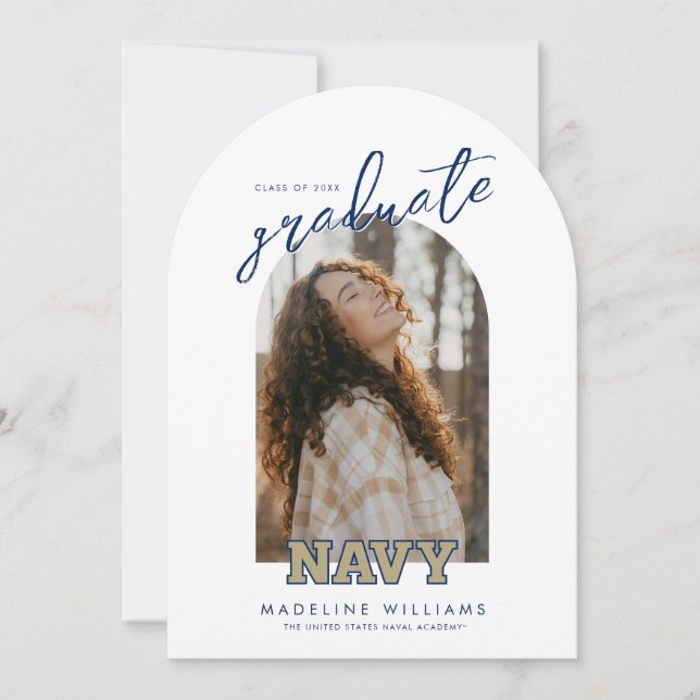 NAVY Text Logo | Graduation Invitation (Front)
